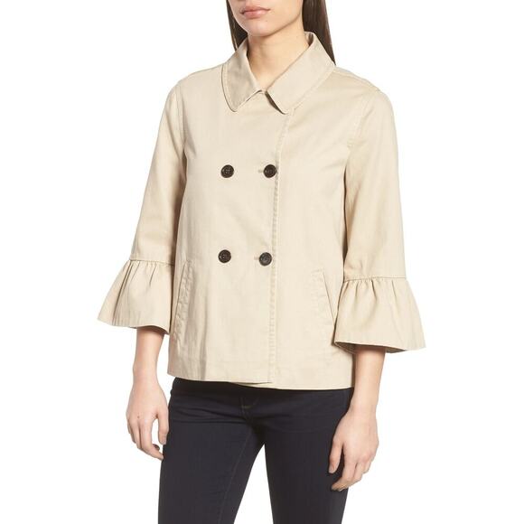 Draper James Casual Peplum Sleeve Utility Jacket Khaki Size 12 - Picture 3 of 8